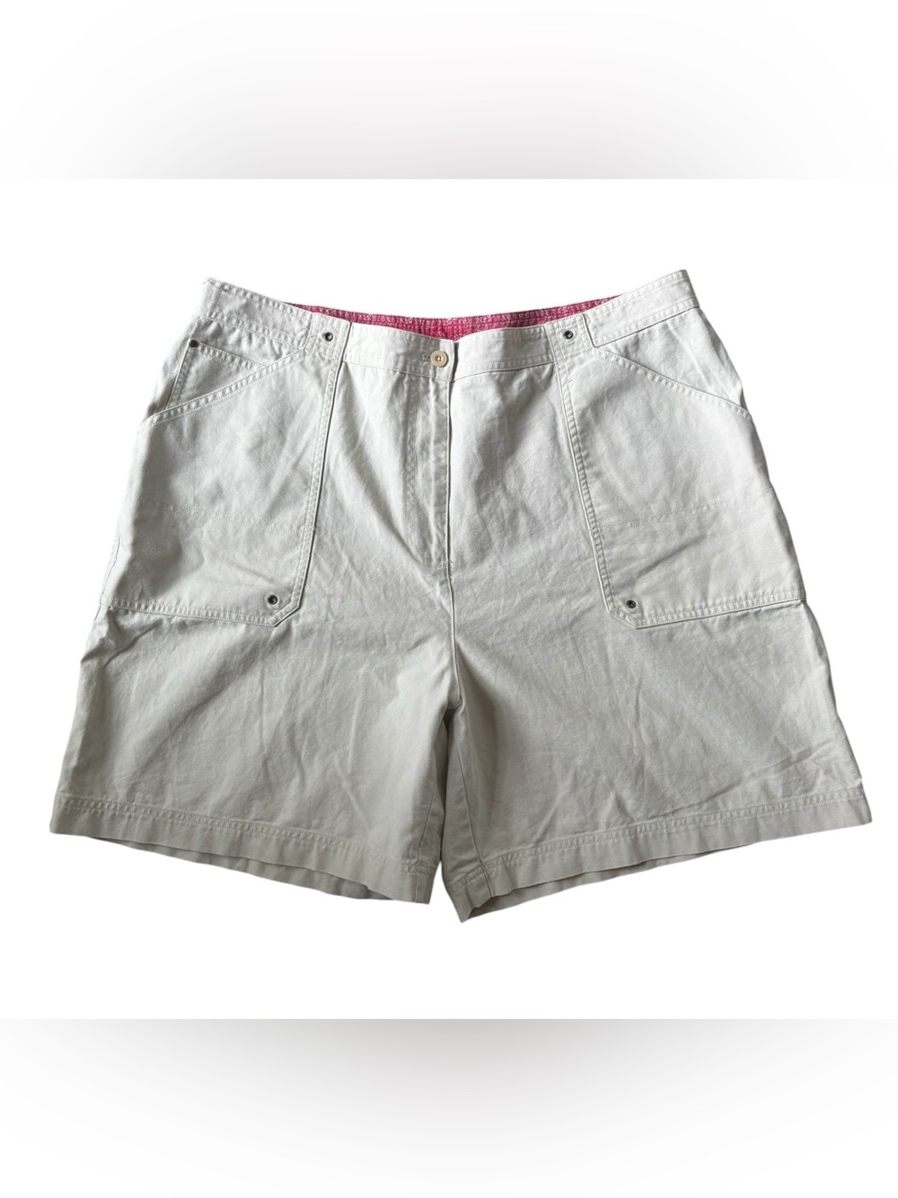 VTG Lauren Ralph Lauren LRL 100% Cotton Bermuda Shorts  20W Beige Utility Pocket